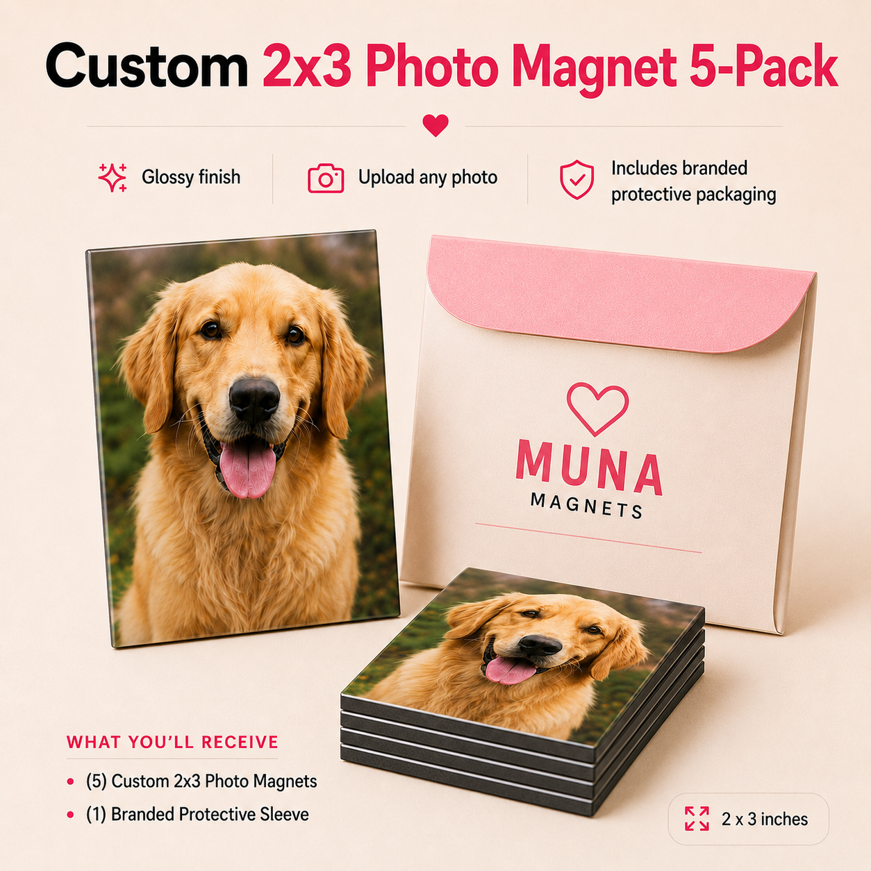 5 Pack Custom Magnet 2x3"